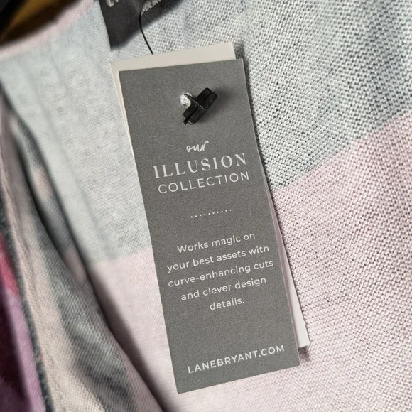 New Lane Bryant Off Shoulder Striped Sweater Long Sleeve Pink Purple Gray Plus - Picture 6 of 8